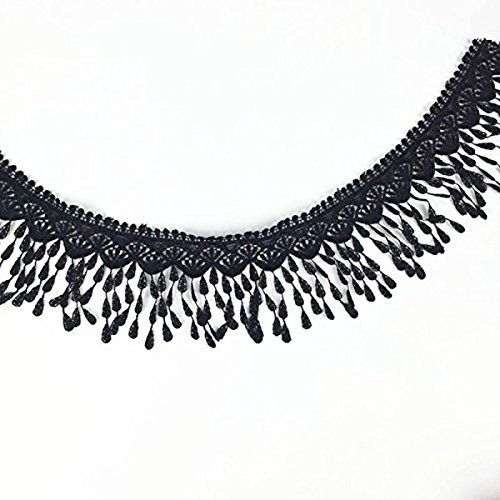 LEORX Spitze Häkelband Spitzenborte Spitzenborduere Hochzeit Dekoband Schleifenband DIY Handwerk 3 Yard – Schwarz - 5
