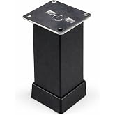Metal Kare Mobilya Ayağı, Siyah, 40mm x 40mm, Y&uuml;kseklik Ayarlı, Dolap ve Koltuk i&ccedil;in, 4 Adet (12 cm)