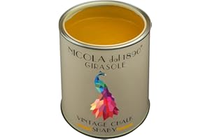 NICOLA VERNICI Vernice Vintage Chalk Shabby a Base di Acqua, per Interni ed Esterni, Aspetto Opaco, Made in Italy, Colore Girasole - Formato 0,25 lt
