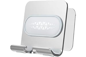 Iriisy Soporte Móvil Pared Casa, Soporte Tablet Pared para Carga de Celulares y Tabletas Montado en Pared Autoadhesivo Porta Móvil Compatible Sin Perforación Tira de Adhesivo de Pared Plata