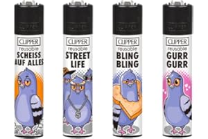 SUNMONDO Clipper Feuerzeug 4er Set: (Tauben)