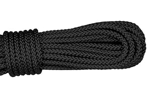 HXIU 64FT(20M) Nylon Rope Nylon Cord Thick Heavy Duty Hanging Cord String，Black Rope Solid Nylon Line, Black Flagline String Cord, All Purpose Tie-Down Ropes for Camping Outdoor Garden (Black, 4MM)