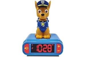 Lexibook, La Pat Patrouille, Réveil Veilleuse Chase, Personnage Lumineux, Choix de 6 alarmes, 6 Effets sonores, Écran rétro-éclairé, Horloge, Snooze, Bleu/Rouge, RL800PA