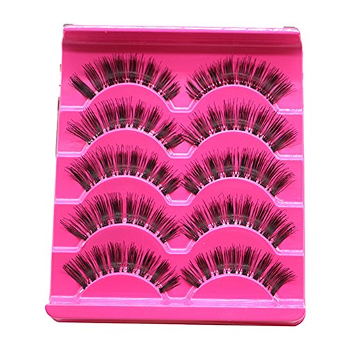 Blue Vessel 5 Paare natürliche lange Wimpern Make-up Handgemachte starke gefälschte falsche Wimpern (a)