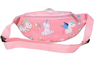 RMEET Jednorożec saszetka, nerka dla dzieci, nerka, kreskówka, biodro, torba na pasek, nerka, tkanina, nylonowy pasek na pieniądze, crossbody, torba na klatkę piersiową, dla dzieci, chłopców, biegania,
