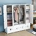 Produktbild Koossy Erweiterbares Regalsystem stabiles Steckregal Kleiderschrank für Kinderzimmer Wohnzimmer und Schlafzimmer, Weiß, 880L,147 x 147 x 47 cm