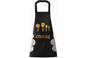 DILLMAN Women Kitchen Apron with Hand Wipe Pockets£¬Big Pocket,Hand-wiping, Waterproof for Cooking Baking