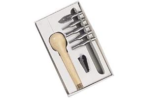 Brause 891B - Kit di apprendimento della linoleografia che comprende un manico in legno, 5 sgorbie e un estrattore