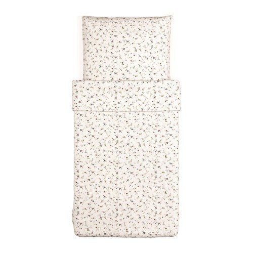 Ikea LJUSÖGA Bettwäscheset, 2-teilig, Blume 140 x 200 cm / 80 x 80 cm