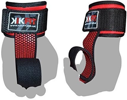 KIKFIT Weight Lifting Gym Straps Neoprene Padded Wrist Support with Non Slip Flex Gel Grip - Great for Powerlifting, Fitness, Deadlift, Bodybuilding, Strength Training, Workout Hand Bar Wraps