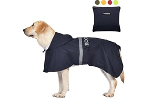 KOOGAL Imperméables pour Chiens avec Capuchon Impermeable Chien, Manteau Chien Imperméable, ultraléger et aéré avec Bandes réfléchissantes pour Chiens Moyens à Grands (Bleu foncé, 5XL)