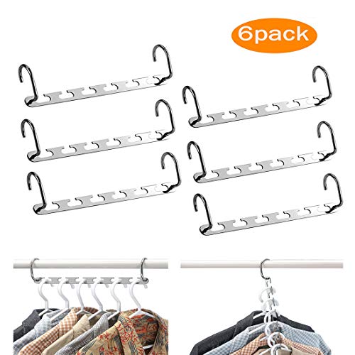 Percha Mágica Metal,Plata Perchas de Acero Inoxidable,[Arco de 6 Pieza] Enshant Ahorra Espacio Perchas Soporte Armario Asa Kleiderstange Múltiples Perchas Soporte, Perchas Perchero Organizador
