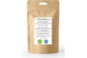 VITASCOUT CAPSICUM 6000 Extrakt 1000 Tabletten - Capsaicin aus Cayenne-Pfeffer - Extrakt 8:1 - Chili POWER - F-BURNER - Diät Unterstützung & (Fett) Stoffwechsel