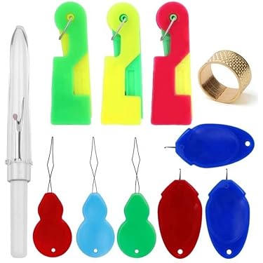 30 Aiguilles à Coudre Auto-Enfilables - 6 Tailles (4,2 à 6,7 Cm) Avec Boîte En Bois - Pour Débutants, Personnes Âgées, DIY - 9