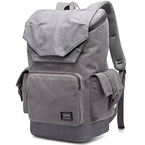 KAUKKO Damen Herren Segeltuch Rucksack Laptop Rucksäcke für Reisen Wandern - 3