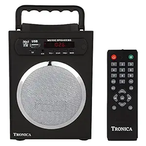 Tronica Black Box MP3/SD Card/AUX/FM Speaker with Rechargeable Battery (Black)