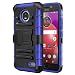 Produktbild MoKo Moto E4 Hülle - [Heavy Duty Serie] Outdoor Dual Layer Armor Case Handy Schutzhülle Schale mit Gürtelclip und Standfunktion für Motorola Moto E4 (2017) Smartphone, Blau