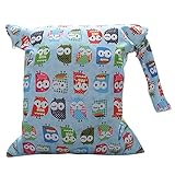 Baby Kleinkind Wasserdichtem Reißverschluss wiederverwendbare Stoff Windel Tasche w / bunte Eulen Muster Hellblau - 7