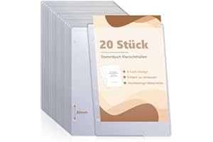 WANGDEFA 20 Stück 14.4cm * 20.9cm Stammbuchhüllen Standesamtformat 6 Loch Stammbuch Klarsichthüllen Stammbuch Hochzeit Hüllen Für Standesamt Dokumente Aufbewahrung Von Papier Urkunden