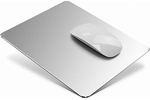 HONKID Tapis de Souris en Aluminium en Métal, Tapis de Souris Rigide Ultra Mince Anti-dérapant étanche PU Cuir et Alliage d'aluminium Surface pour Le contrôle Rapide et précis, 24x20cm,Argenté