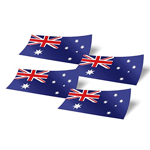 Australia Australian 4 Pack of 4 inch Wide Country Flag Stickers Decal for Window Laptop Computer Vinyl Car Bumper