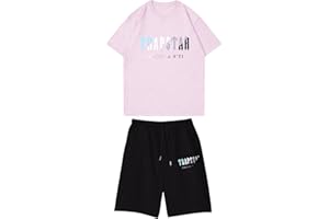 BFTHWY Survêtement d'été Trapstar pour Hommes Combinaison de Sport avec Logo Trapstar t-Shirt et Short décontractés à Manches Courtes 2 pièces pour Le Jogging Unisexe