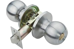 Ruspela Pomo de Puerta Exterior con Cerradura Redonda, Pomo de puerta con llave para interior con llave