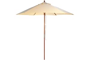 BrackenStyle Wooden 2.5M Garden Parasol – Pully Operated and Machine Washable UV Resistant Garden Umbrella