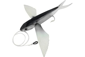 DTTRA Momangel AvióN Simple LíNea De CinturóN De Peces Pez Volador Pesca En Mar Cebo Suave AtúN SeñUelo Cebo ala Grande Black with Hook
