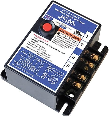 ICM Controls ICM1501 Intermittent Ignition Oil Primary Control with 15 seconds Safety Timing, Replacement for R8184G Series Honeywell