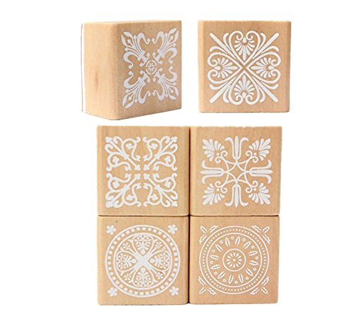 nalmatoionme Retro cuadrado de escritura a mano DIY Craft flor encaje de goma de madera sello