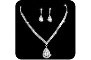 Ushiny Conjuntos de joyas de boda para novia, Juego de joyas de cristal de plata, collar y pendientes con diamantes de imitación para mujeres y niñas