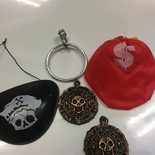 36-teiliges * KINDERPIRATEN VERKLEIDUNGS-SET * für 6 Kinder mit Piratenhüte + Augenklappen + Ohrringen + Goldsäckchen + Goldtaler // Verkleidung Piraten Party Kindergeburtstag Geburtstag - 4