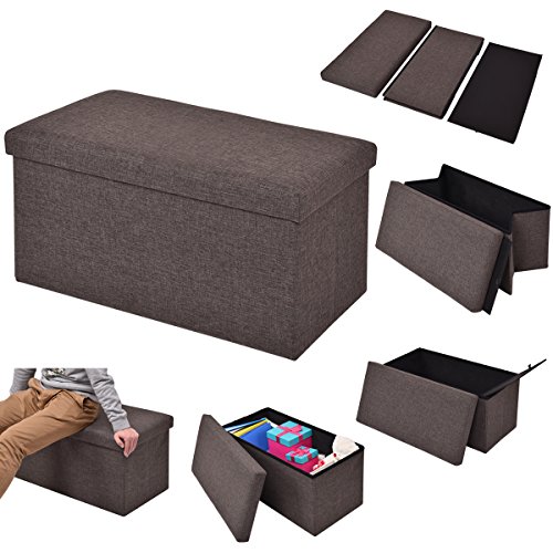 COSTWAY Sitzhocker mit Stauraum Sitzwürfel Sitzbox Sitzbank Aufbewahrungsbox Ottomane faltbar Farbwahl 76x38x38cm (braun)
