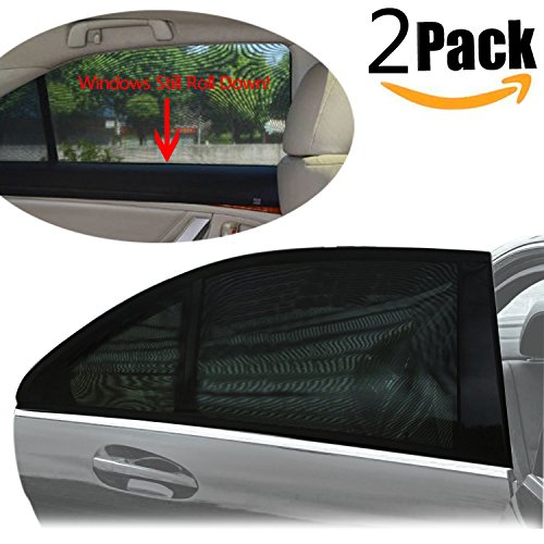 Car Window Shades, PEMOTech [Flexible] [Stretchy Mesh] Car Rear Side Window Baby Sun Shades, Protects Your Baby and Older Kids from the Sun, Fits Cars and SUVs (2 Piece)