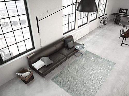 Modern Flat Pile Carpet Hand Woven Indoor and Outdoor Suitable Green Ivory - 60cm x 90cm
