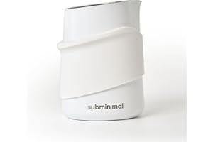 Subminimal FlowTip - Jarra sin manos | Jarra espumante de leche para estufa para café de estilo barista de primera calidad | Jarra para verter capuchino y café con leche con mango ergonómico