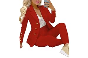 ORANDESIGNE Donna Tailleur Pantalone Completo Blazer Maniche Lunghe Pantaloni Ufficio Giacche da Abito in Due Pezzi Set per Matrimoni e Feste