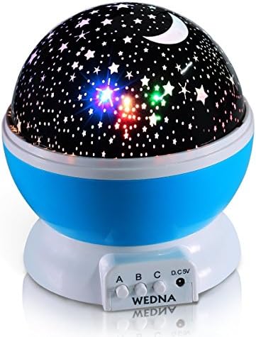 Wedna 360 Degree Rotating Novelty Galaxy Night Light Romantic Star Moon Sky Cosmos Projector, Idea Room Bedroom Kids Baby - Calming &amp; Relaxing