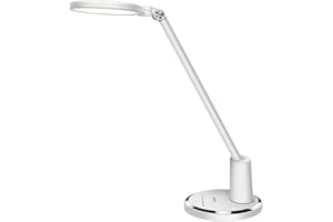 JUKSTG Schreibtischlampe LED, 12W Büro Tischleuchte TouchBedienung Dimmbar 10 Helligkeits 5 Farbstufen Augenschutz Tischlampen Nachttischlampe, für Büro, Lesen, Arbeit,Kinder (Weiß)
