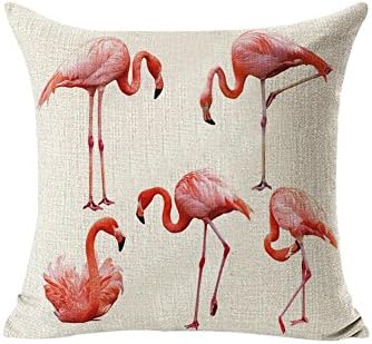 Casyva 45x45cm Cotton Linen Square Cushion Cover Decorative Flamingo Throw Pillows Cases For Living Room Sofa Chair Housse De Coussin 18x18 inch (Style 3)