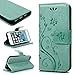 Produktbild SMART LEGEND iPhone SE Lederhülle, iPhone 5S 5 Handyhülle Schmetterling Weinstock Premium Schutzhülle Wallet Case Grün Muster Design Etui Brieftasche Ledertasche mit Handschlaufe Neu Zubehör im Bookstyle Cover Schale mit Ständer Standfunktion Etui Karten Slot und Magnetverschluss Flip Case