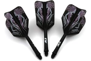 CUESOUL Rost Eje de dardo Integrado y Plumas estándar/lágrima de Pera/Forma Delgada con patrón Atractivo, Juego de 3 Piezas