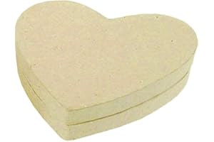 Décopatch - Ref BT036C - Heart Box - Papier Maché Object to Decorate - 13 x 11 x 3.5cm - Decorate with Décopatch Papers & PaperPatch Glue, Glitter, Paints, Brown