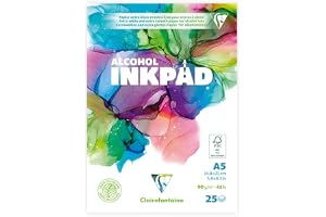 Clairefontaine 976106C Bloc Encollé Alcohol Inkpad A5 14,8x21 cm 90g - 25 Feuilles Papier pour Encres à Alcool Extra Blanc