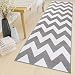 Produktbild Tapiso Luxury Läufer Teppich Flur Korridor Kurzflor Brücke Designer Grau Weiss Modern Zig Zag Streifen Geometrisch Muster ÖKOTEX 120 x 50 cm