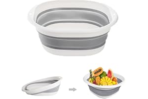 HZYUEKUN Bacino pieghevole da 9 l, bacinella multiuso portatile, vasca pieghevole salvaspazio, contenitore retrattile per cucina, viaggi, campeggio, escursionismo, camper all'aperto (grigio, L)