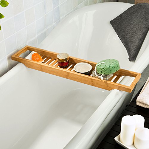 SoBuy® 70cm Lang- Schöne Badewannenablage aus hochwertigem Bambus, Badewannenbrett,Badewannenauflage FRG18