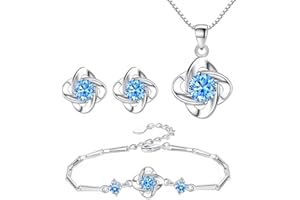 TOEECY Schmuckset Damen Silber, 925 Sterling Silber Klee Halskette Ohrstecker Armband Set mit Cubic Zirkonia Klee Schmuck Sets Geschenk für Mädchen Frauen