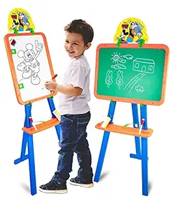 GOPINATHJI 5 In1 Magnetic Writing Activity Board with Stand | White Board Black Board for Boys Girls | Board for Home, Kids, School with Aluminium Frame | (Multicolour)